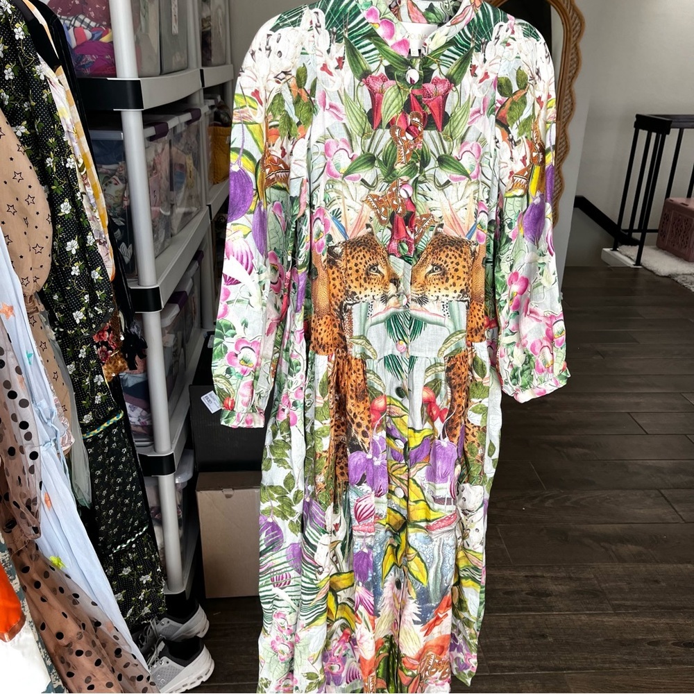 Carolina K / Caro Robe Dress Leopard Floral Tropical